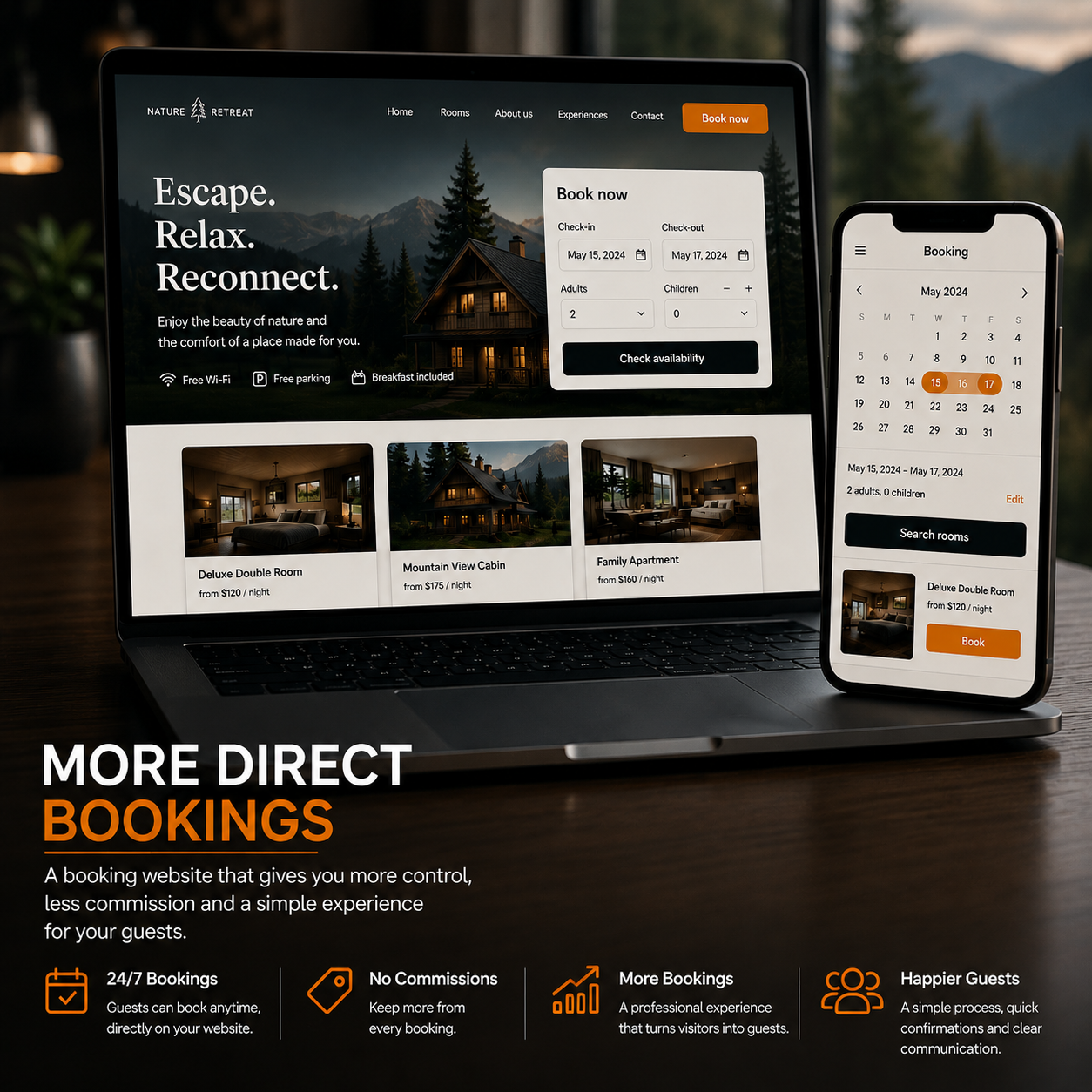 Direct bookings solution mockup